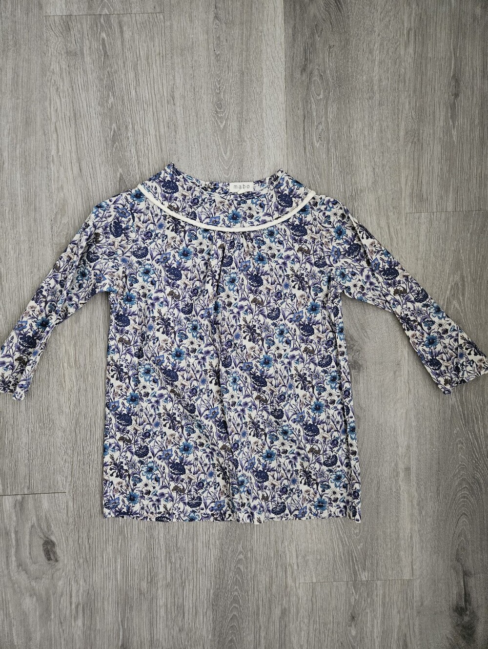 Mabo Girls' Blue Floral Long-Sleeve Dress